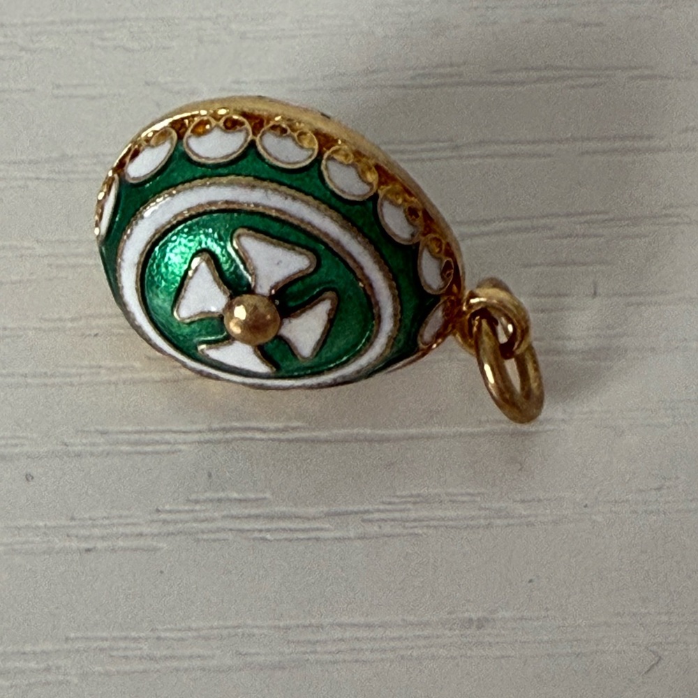 Imperial Russian 14k gold, egg pendant. Perfect; worn only a few times.